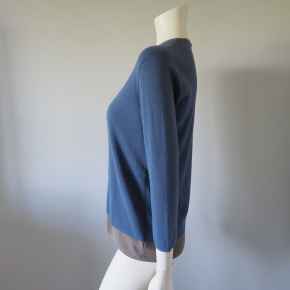 Akris Punto Silk Cashmere Double Layered Cardigan Color Block Blue-Brown - Picture 12 of 12